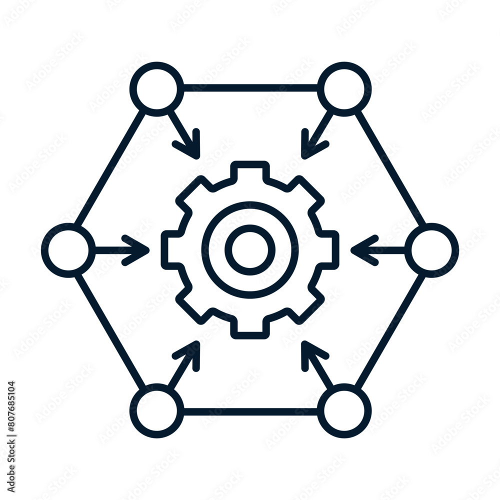 Poster web integration process concept. vector linear icon isolated on white background.