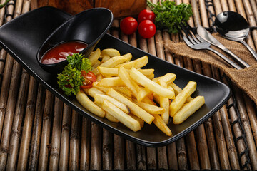 French fries potato with sauce