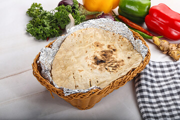 Indian tandoori bread in the basket