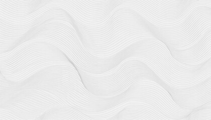Seamless subtle white glossy soft waves background texture overlay. Abstract wavy embossed marble displacement, bump, height map. Panoramic banner wallpaper pattern