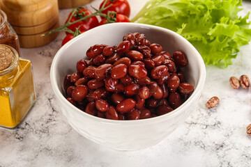 Canned red beans in the bowl