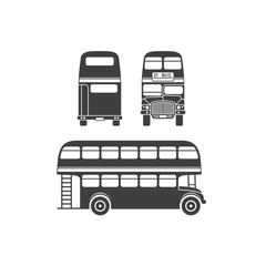 illustration of vintage double decker bus, public transportation.