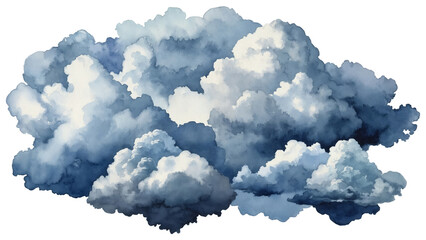 blue clouds in watercolor style isolated on transparent background