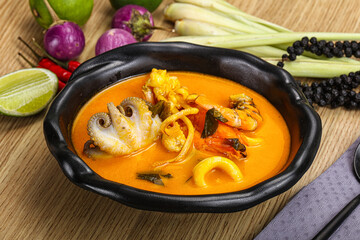 Thai Tom Yum soup with seafood