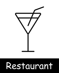 Restaurant set icon. Cloche, chef knife, ice cream, noodle bowl, chopsticks, fork, cocktail glass, wine glass, entree, soup, hot dish, cutlery, dango. Gourmet food concept.