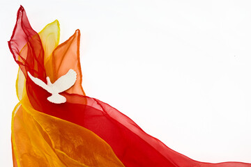 Pentecost Sunday. Pentecost background with flying dove