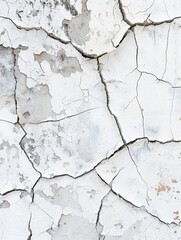 Obraz premium The stark white wall displays a web of crackled paint, showcasing the beauty of age and natural decay. The texture speaks to the enduring character of surfaces over time.