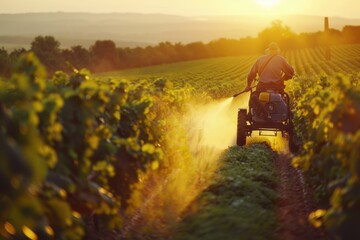 A man riding a tractor in a vast field. Suitable for agricultural concepts