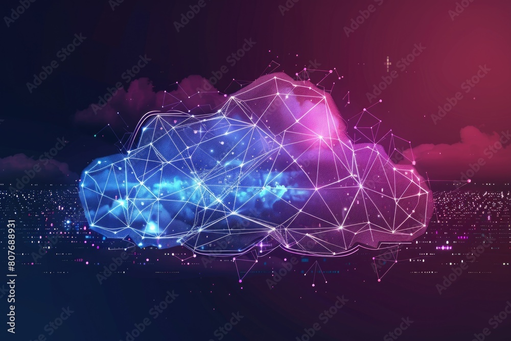 Aufkleber A cloud formation with interconnected lines and dots. Suitable for technology and connectivity concepts
