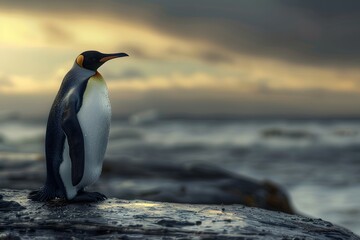Realistic Penguin 3D render on fantasy and fufure.