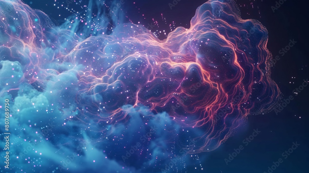 Poster abstract background featuring digital technology, with concepts of artificial intelligence, deep lea