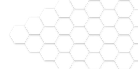 Fototapeta premium White luxury hexagons abstract background .white hexagon futuristic technology honeycomb pattern vector design .