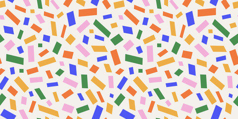 Fun colorful confetti seamless pattern. Creative minimalist style art background. Festive simple doodle design