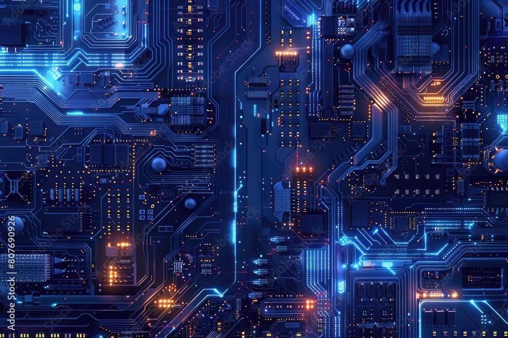 Aufkleber Detailed view of a computer circuit board, suitable for technology concepts