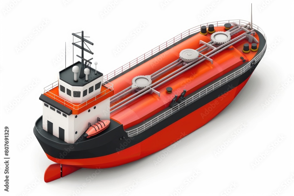 Aufkleber Red and black boat on a white surface, suitable for nautical or transportation themes