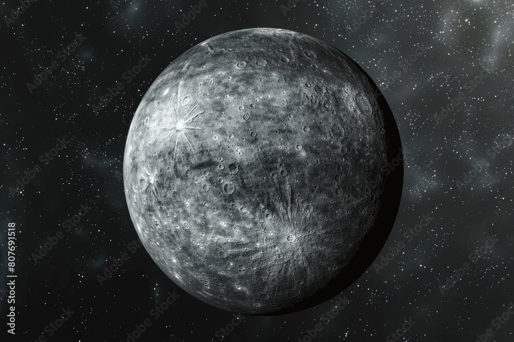 Poster Close-up of a planet with a backdrop of stars. Ideal for science and astronomy concepts