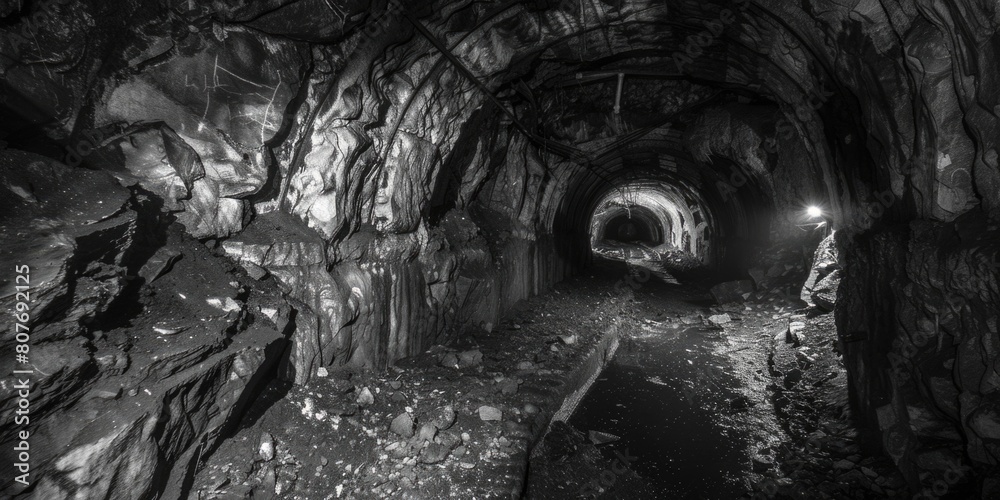 Poster a dark tunnel with a light at the end. suitable for concepts of hope and perseverance