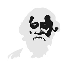 Vector illustration of Rabindranath Tagore portrait on transparent background
