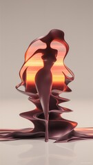 Elegant Abstract Silhouette of a Woman Against a Warm Sunset Background