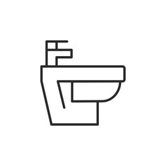 Bidet icon. Simple bidet with faucet icon for representing bathroom fixtures in web design, mobile apps, and hygiene-related themes. Conveys cleanliness and personal care. Vector illustration. - obrazy, fototapety, plakaty