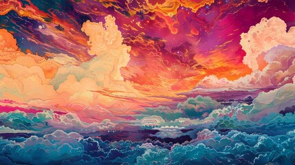 Color dream sky illustration poster background