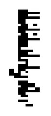 Cryptic vertical unreadable isolated pixel Text. Futuristic alien alphabet. Abstract illegible symbols of fictional language. Incomprehensible letters.