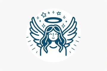 Naklejka premium A woman with wings and a halo on her head. Suitable for religious or spiritual concepts