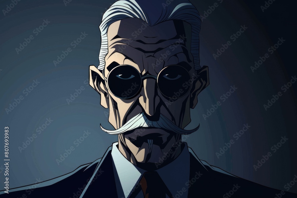 Poster A professional man in formal attire with a distinctive moustache. Suitable for business concepts