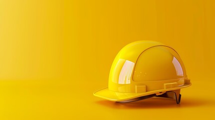 Minimalist depiction of a yellow safety helmet on a uniform yellow background emphasizing occupational safety