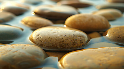 Fototapeta na wymiar Pebbles in water create a beautiful and relaxing scene