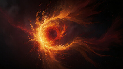 Fototapeta premium Fiery Nebula Swirl in Deep Space