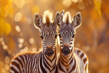 Portrait of baby zebra in the African savanna