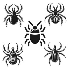 Beetle set vector silhouette isolated on white background