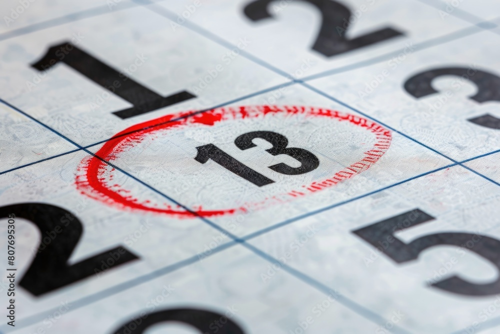 Aufkleber Close up of a calendar with a red circle, useful for scheduling important dates