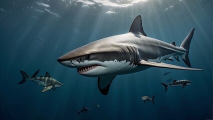 Naklejka premium Shark in the sea Great White Shark