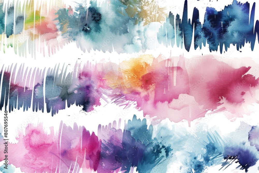 Poster Set of colorful watercolor brushes. Ideal for artistic projects