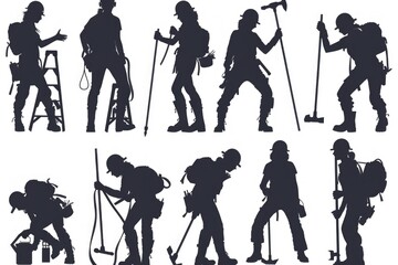 Obraz premium Group of people silhouetted against a bright background, suitable for various industrial concepts