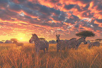 Fototapeta premium Zebra in their natural habitat