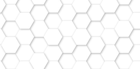 White luxury hexagons abstract background .white hexagon futuristic technology honeycomb pattern vector design .