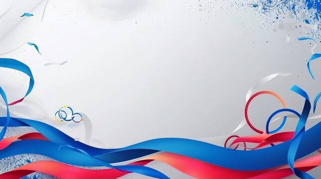 Abstract colorful art Olympic Games sport background in white, blue, and red colors, banner, copy space for text