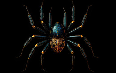 Intriguing 3D spider illustration on dark backdrop.