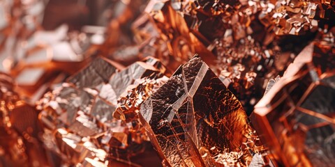 Detailed shot of shiny copper foil, ideal for backgrounds or textures