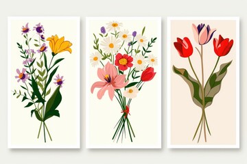 Three beautiful floral greeting cards for various occasions
