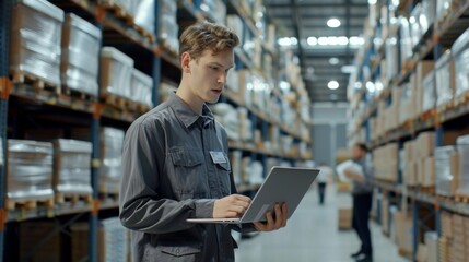 A Warehouse Worker Managing Inventory