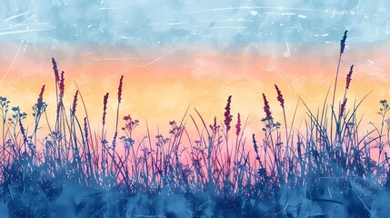 Soft grass landscape illustration poster background