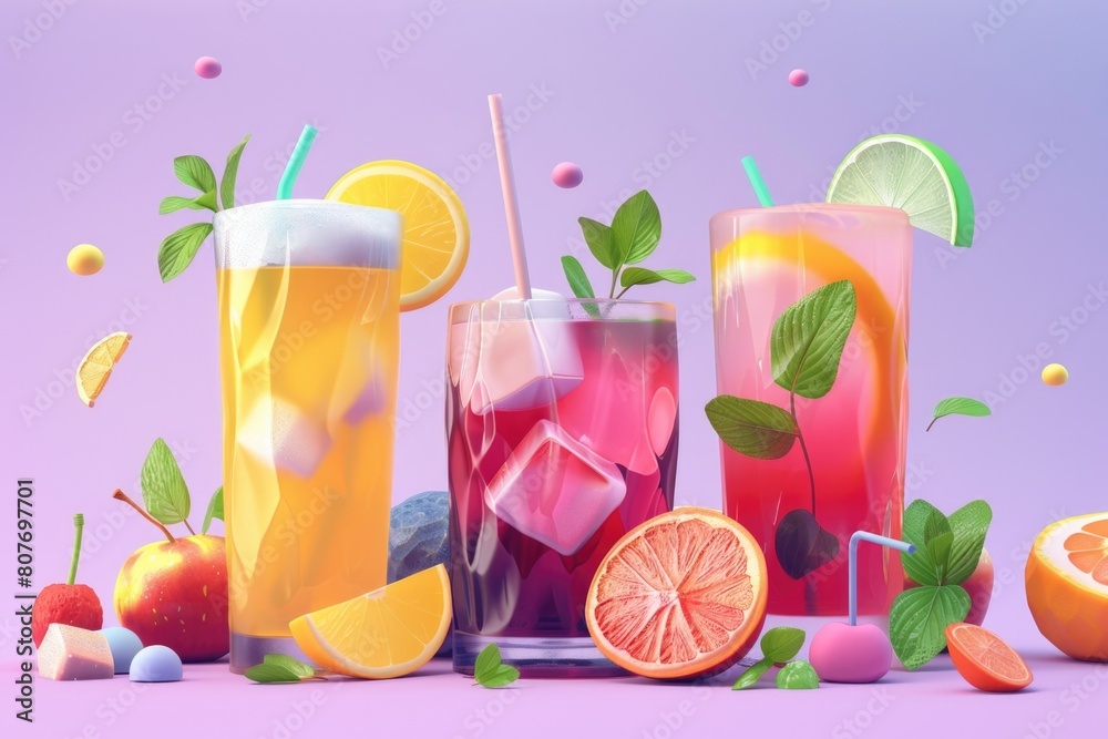 Poster assorted beverages on a table, perfect for food and drink concepts