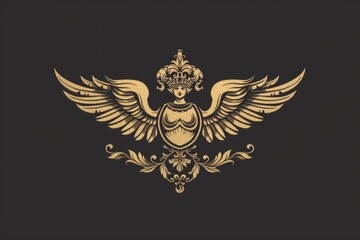 Elegant golden angel with a crown, suitable for luxury and religious themes