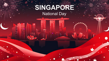 Singapore National Day Background, Generative AI