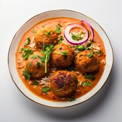 Fototapeta premium A bowl of savory soup filled with juicy meatballs and tender noodles