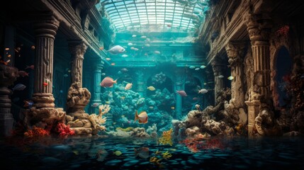 Roman bathhouse mosaic displays lively underwater world filled with colorful marine life